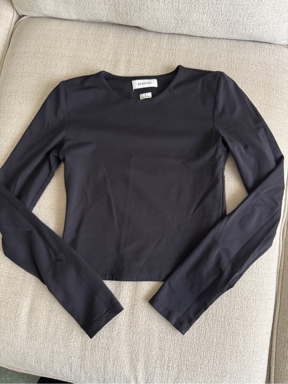 Aritzia Black Long Sleeve Crewneck Top